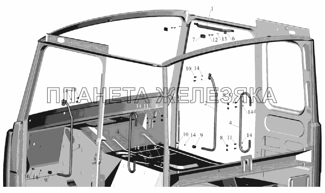 Установка поручней в кабине МАЗ-6303A3, 6303A5